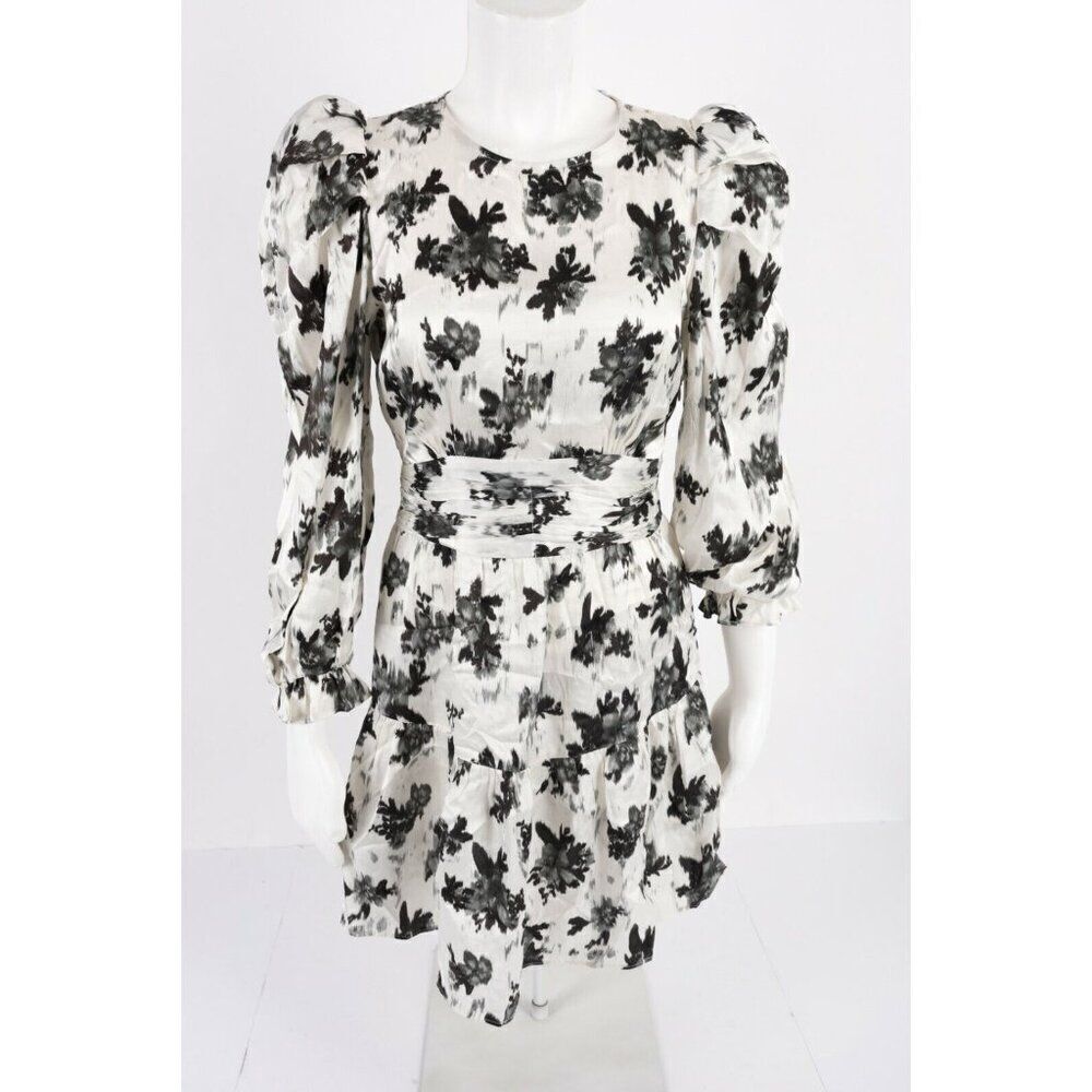 Zara Womens Printed Dress Black White Size XS Ruffle Pleated NWT 2157/251